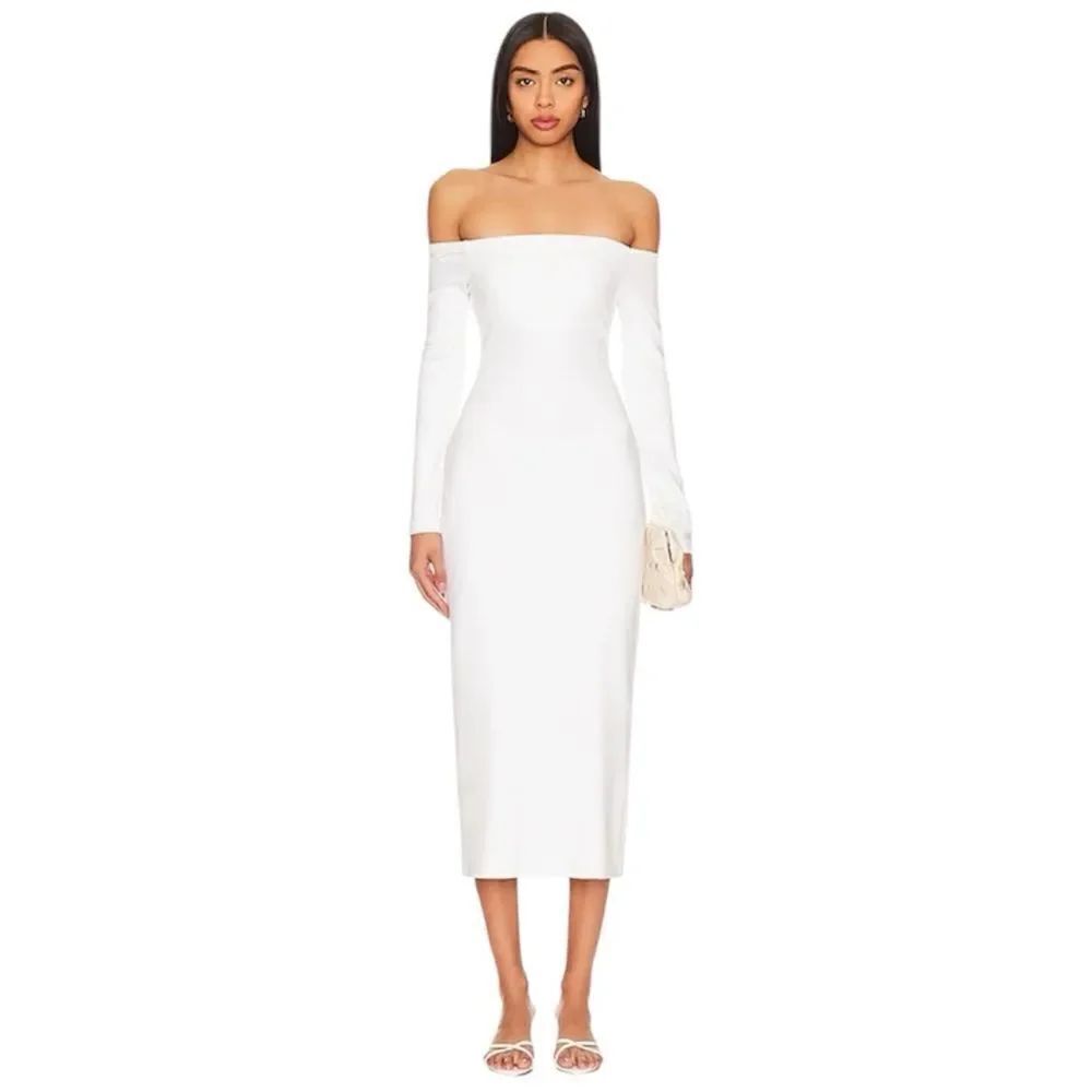New Enza Costa Off-shoulder Ankle Dress in Off White XS Revolve